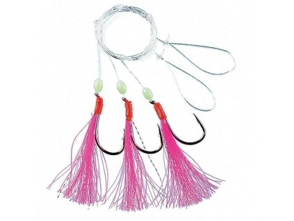 Featherrig pink with beeds 3-hooks size 7/0