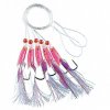 Pink rubber with white feathers 5-hooks size 3/0