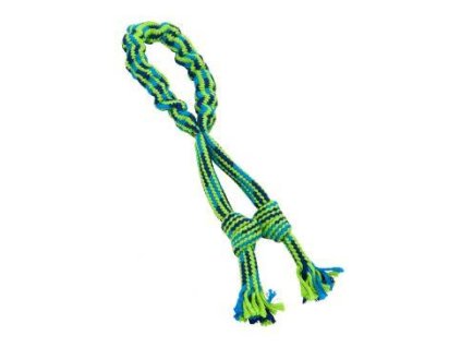 Hračka pes Bungee Smyčka s uzly modrá/zelená 35cm