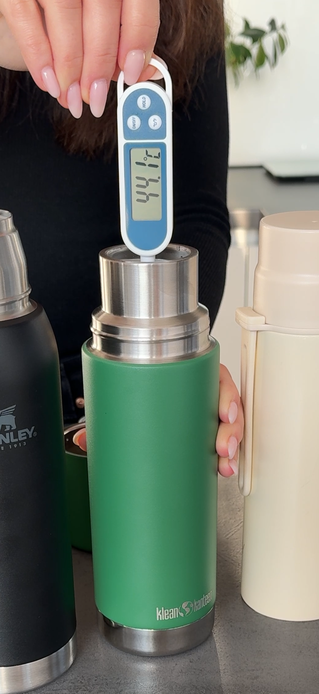 test termofliaš, ktorá udrží nápoj najdlhšie teplý - Klean Kanteen výsledok 44,1 °C
