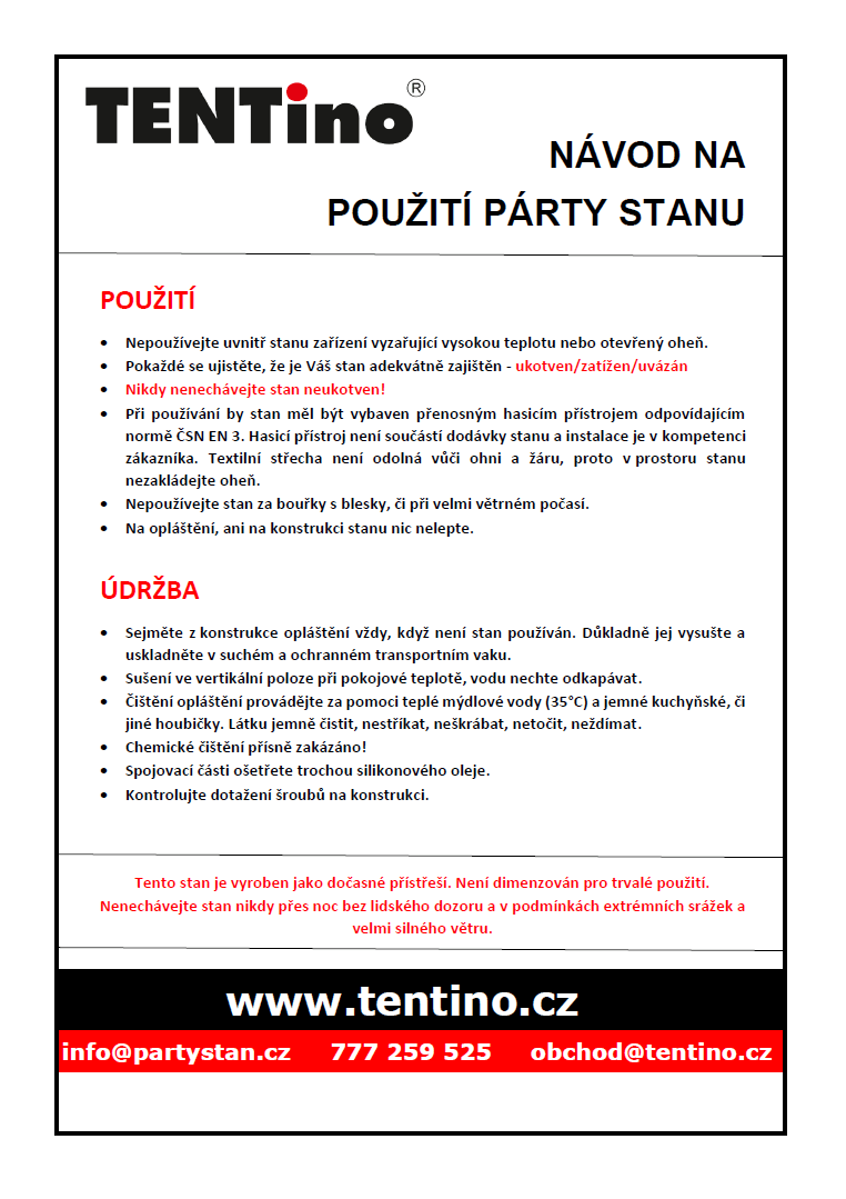 NÁVOD NA POUŽITÍ TENTINO.CZ