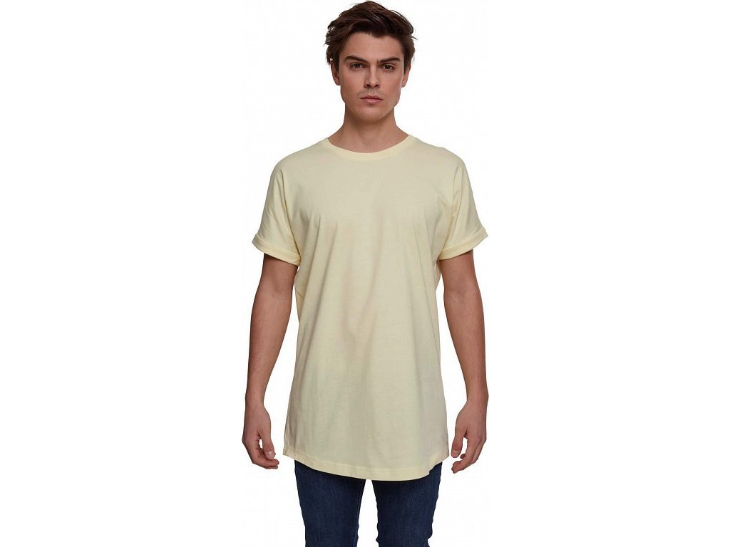 Prodloužené bavlněné triko Urban Classics s ohrnutými rukávy (Barva černá, Velikost L)