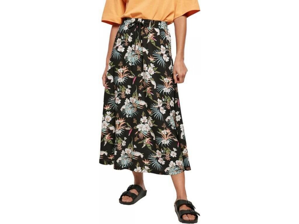 Lehounká letní midi sukně Urban Classics z viskózy (Barva černá, Velikost 3XL)