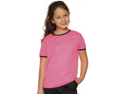 Funkční dětské tričko na sport s kontrastními lemy 100% polyester (Velikost 3/4, Barva černá - žlutá fluorescentnír)