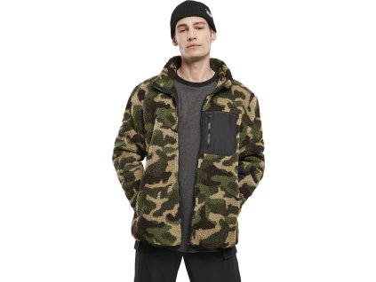 Pánská chlupatá bunda Sherpa se stojáčkem a přední kapsičkou (Velikost 3XL, Barva modrá námořní)