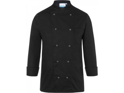 Unisex kuchařský rondon s manžetami, rozparky a náprsní kapsou (Velikost XS, Barva Black (ca. Pantone 419C))