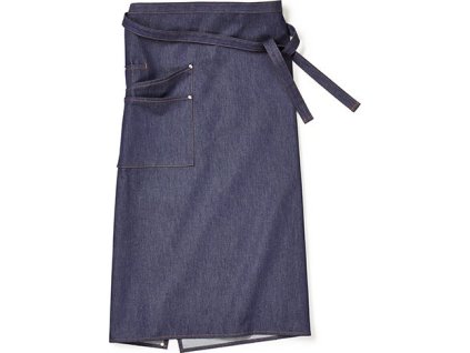 Středně dlouhá bistro zástěra Oricola z džínového denimu se dvěmi kapsami (Velikost 80 x 100 cm, Barva modrý denim)