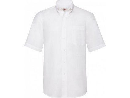 Pánská košile Oxford krátký rukáv Fruit of the Loom, 70% bavlna, 30% polyester (Velikost S, Barva bílá)