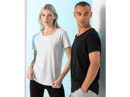 Prodloužené unisex tričko Skin Fit se širokým výstřihem (Velikost XXS, Barva černá)