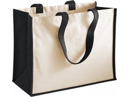 Dárková taška Shopper s panely pro potisk z bavlny a juty 21 l (Velikost 42 x 33 x 19 cm, Barva zelená jablková)