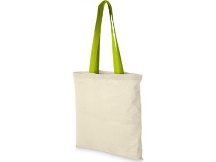 Plátěná taška Nevada s barevným držadlem Printwear (Velikost 38 x 42 cm, Barva přírodní - zelená jablková)