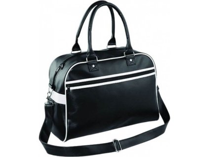 Retro brašna Bowling s nastavitelným popruhem BagBase 28 l (Velikost 45 x 32 x 20 cm, Barva černá - bílá)