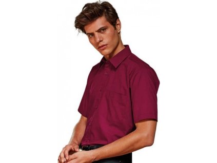 Pánská popelínová pracovní košile Premier Workwear s krátkým rukávem (Velikost 37 (14H), Barva Black (ca. Pantone Black C))