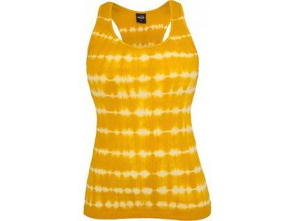 Batikovaný bavlněný dámský nátělník Urban Classics s vykrojenými zády (Barva bílá - oranžová, Velikost L)