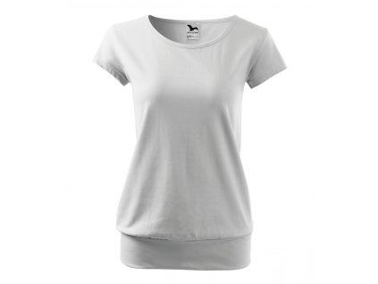 Bavlněné volné módní tričko City s pružným lemem v pase (Velikost XS, Barva bílá)