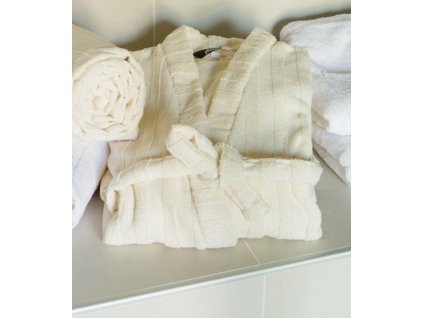 Bavlněný froté saunový župan 420 g/m (Velikost S/M, Barva béžová)