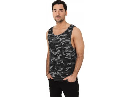 Bavlněný nátělník Urban Classics s kamuflážovým potiskem (Velikost L, Barva modrá kamufláž)