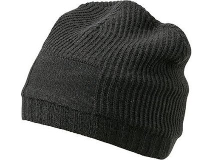 Beanie čepice s plochou na výšivku 8 x 6 cm (Barva černá)