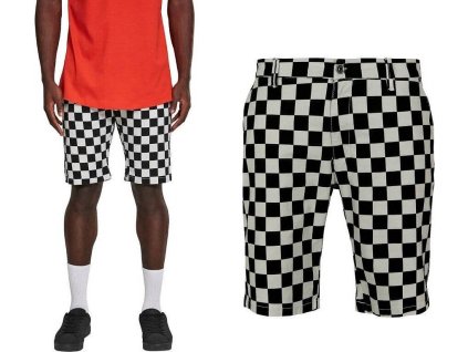 Černobílé kostkované kraťasy z kepru Urban Classics (Velikost 30, Barva šachová)
