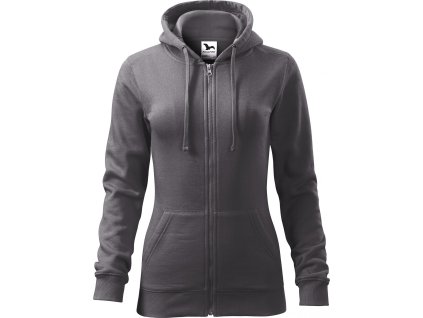 28365 14 damska celopropinaci mikina trendy zipper s kapuci s podsivkou 65 bavlny seda ocelova vel m