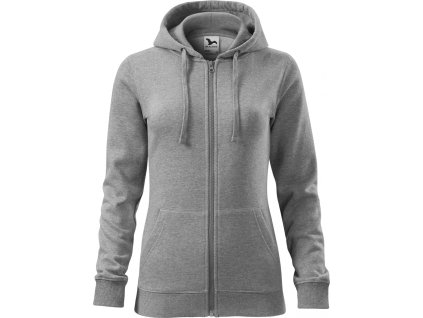 28374 8 damska celopropinaci mikina trendy zipper s kapuci s podsivkou 65 bavlny sedy melir tmavy vel s