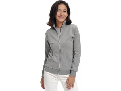 Dámská mikina se stojáčkem a spirálovým zipem, s příměsí elastanu (Velikost XS, Barva bílá)