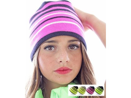 Dámská pletená sportovní beanie čepice (Barva černá - žlutá fluorescentní)