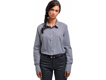 Dámská popelínová košile Gingham s drobným kostkovaným vzorem (Velikost XS, Barva černá - bílá)