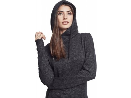 Dámská slub terry mikina Urban Classics s vysokým límcem (Barva černá - bílá, Velikost 3XL)