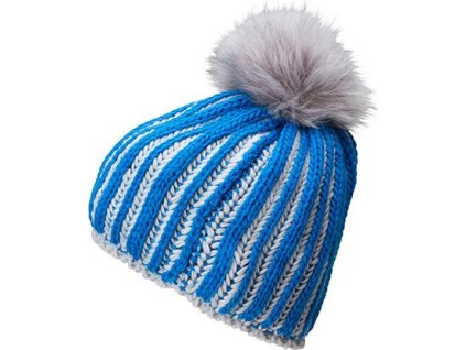 Dámská zimní čepice s žebrovým designem (Barva modrá kobaltová - stříbrná)