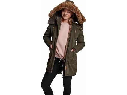 Dámská zimní parka Urban Classics s umělým kožíškem (Barva černá, Velikost L)