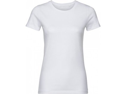Dámské 100% bavlněné organické tričko Russell 160 g/m (Velikost XS, Barva bílá)