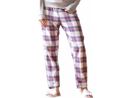 Dámské bavlněné kostičkované kalhoty na lenošení (Velikost XXS, Barva červená - modrá námořní kostičky)