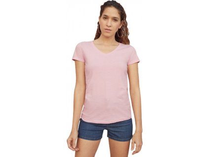 Dámské bavlněné tričko Fruit of the Loom s hlubokým výstřihem do V (Velikost XS, Barva černá)