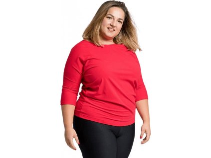 Dámské bavlněné triko Cityzen Riviera Plus Size s elastanem (Velikost 46, Barva Červená)