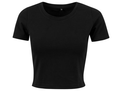 Dámské crop top tričko do pasu s příměsí elastanu (Velikost XS, Barva černá)