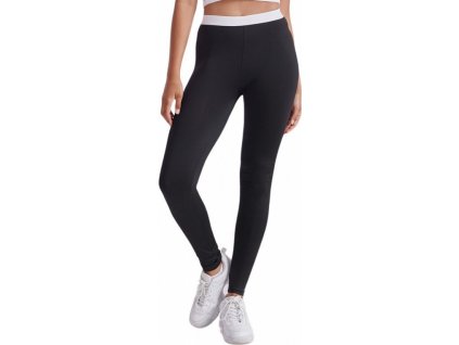 Dámské legíny s měkkým elastickým žakárovým pasem (Velikost XS, Barva černá - bílá)