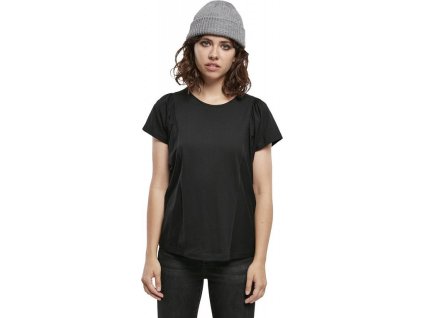 Dámské organické hipster tričko Urban Classics s nabíranými rukávy (Barva černá, Velikost L)