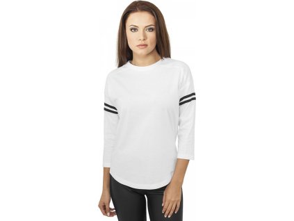 Dámské oversize tričko Urban Classics s dlouhým rukávem s proužky (Barva bílá - černá, Velikost L)
