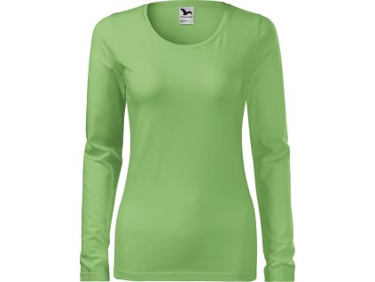 Dámské přilnavé strečové tričko s dlouhým rukávem (2. jakost) (Barva trávově zelená)