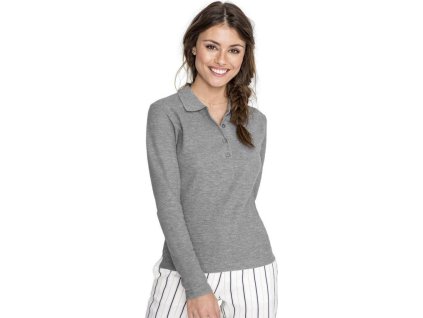 Dámské slim-fit polo tričko s dlouhým rukávem Podium Sol's (Velikost S, Barva černá)