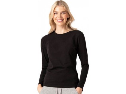 Dámské strečové slim-fit triko Feel Good s dlouhým rukávem (Velikost XS, Barva černá)