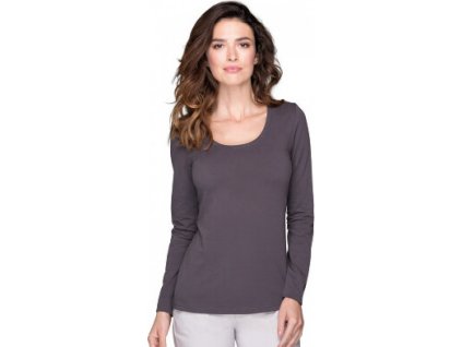 Dámské strečové triko Brave s hlubším kulatým výstřihem, dlouhý rukáv (Velikost XS, Barva bílá)