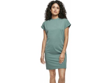 Dámské šaty Urban Classics z organické bavlny s ohrnutými rukávy (Barva černá, Velikost 3XL)