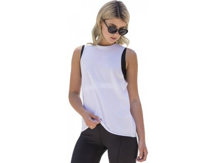 Dámské tílko ke krku s nezačištěnými průramky (Velikost XS, Barva černá)