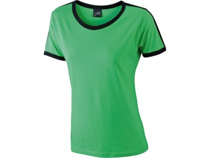 Dámské tričko s kontrastními lemy Flag-T, 165g/m (Velikost S, Barva zelená - žlutá)