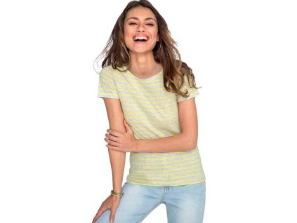 Dámské tričko s tenkými proužky a krátkým rukávem Sol's (Velikost XS, Barva bílá - modrá námořní)