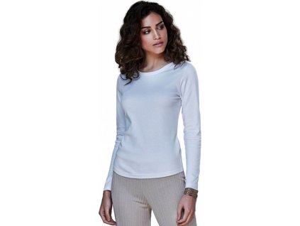 Dámské triko Interlock s dlouhým rukávem ve vysoké gramáži (Velikost S, Barva černá)