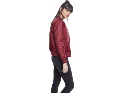26688 5 damsky bomber z odolneho nylonu urban classics do pasu cervena vinova vel s