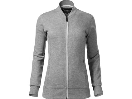 28443 6 damsky celopropinaci bomber malfini s kontrastnim kovovym zipem sedy tmavy melir vel m
